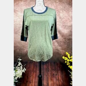 Chaser Round Neck 3/4 Sleeve Tee with Contrasting Trim Olive/Black M